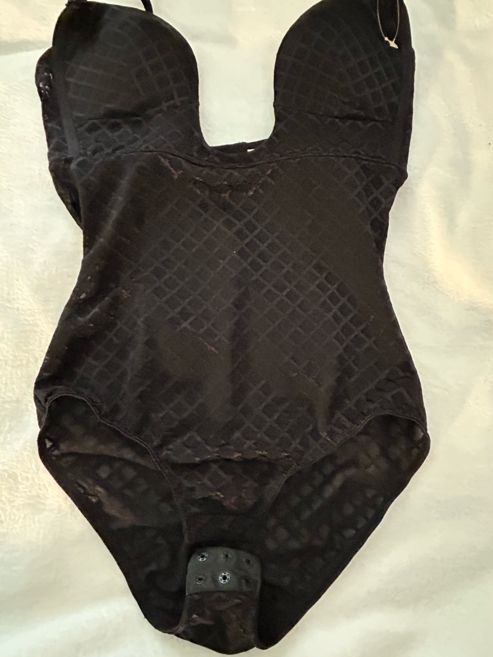 Dr Rey’s shapewear black low cut one piece body suit sz 34B